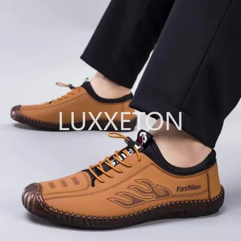 Men Casual Leather Shoes Autumn New Fashion Casual Sports Leather Men Breathable Oxford Soft Soled Moccasin Work Shoes