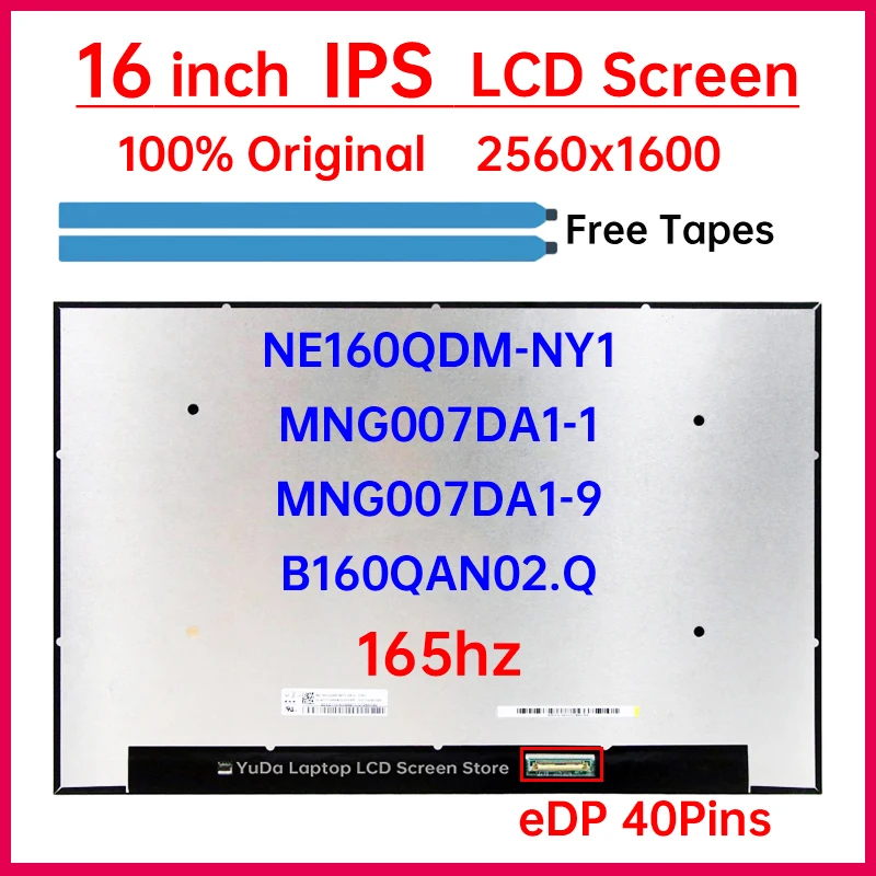 

16’’ Laptop LCD Screen NE160QDM-NY1 MNG007DA1-1 MNG007DA1-9 B160QAN02.Q For Lenovo Legion 5 Pro 16ACH6H 7-16ACHg6 Display Panel