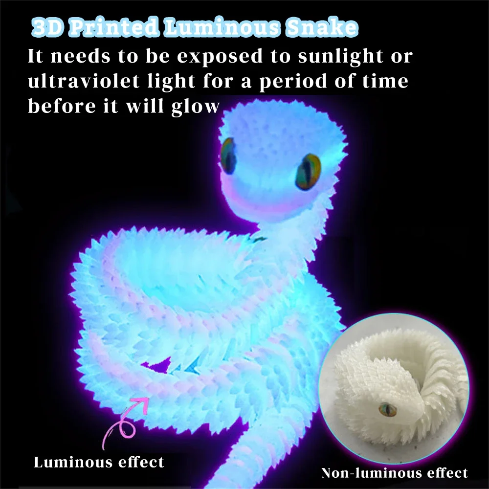 ثلاثية الأبعاد مطبوعة ثعبان للتدوير مفصلية ثعبان مشترك التنقل الحيوان محاكاة نموذج مكتب سطح المكتب زخرفة ديكور المنزل الاطفال هدية #6