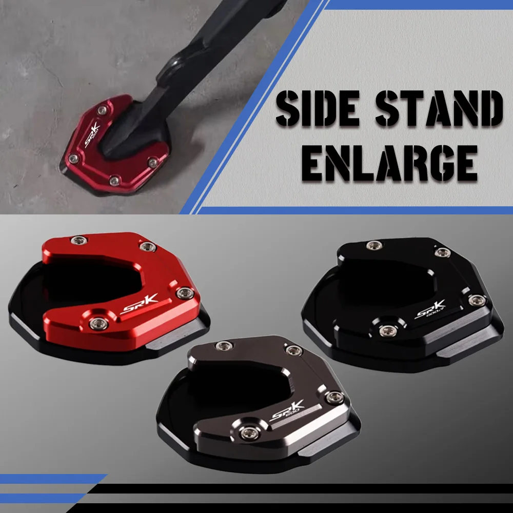 For QJMOTO QJSRK600 SRK600R SRK 600R 600RR 600 R RR Motorcycle CNC Kickstand Foot Side Stand Extension Pad Support Plate Enlarge