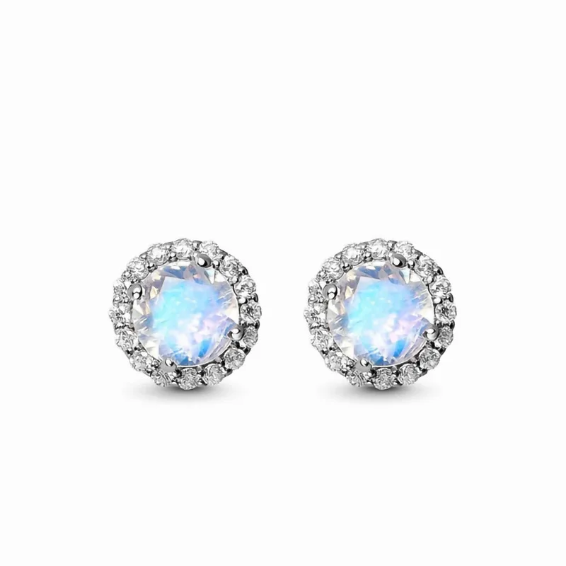 

Hot selling S925 sterling silver moonstone colorful earrings for women in autumn and winter