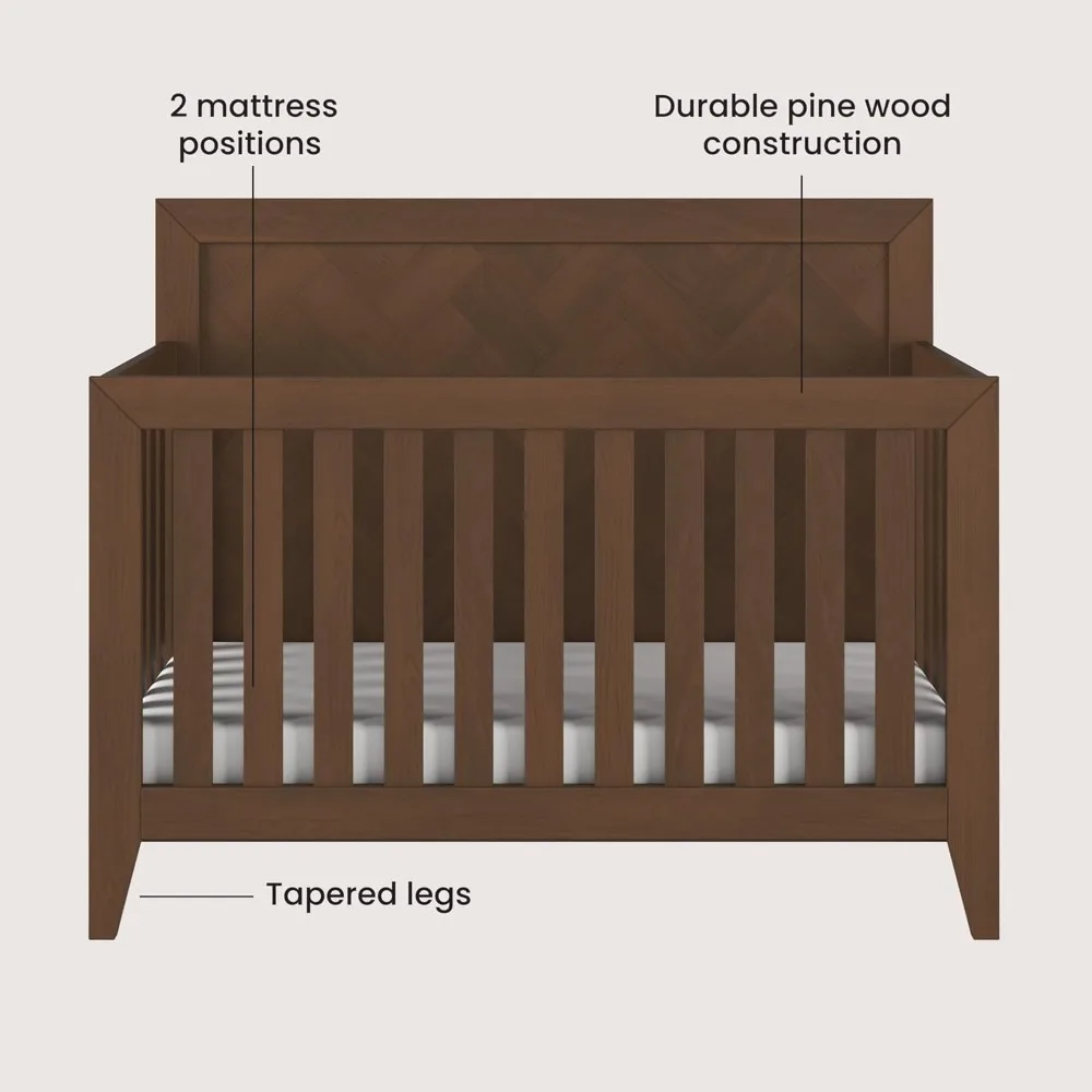 Kieran artesanal para niños, cuna Convertible 4 en 1, cuna de bebé que se convierte en cama de día, cama para niños pequeños y cama de tamaño completo