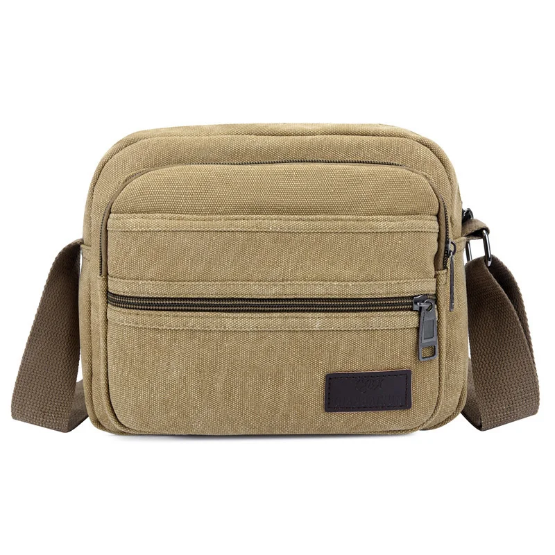 Retrocanvas-Sac Décontracté pour Homme, Multi-Poches, Grande Capacité, Poche Personnelle, Messager, Multi-Fermeture Éclair, Petit Outil