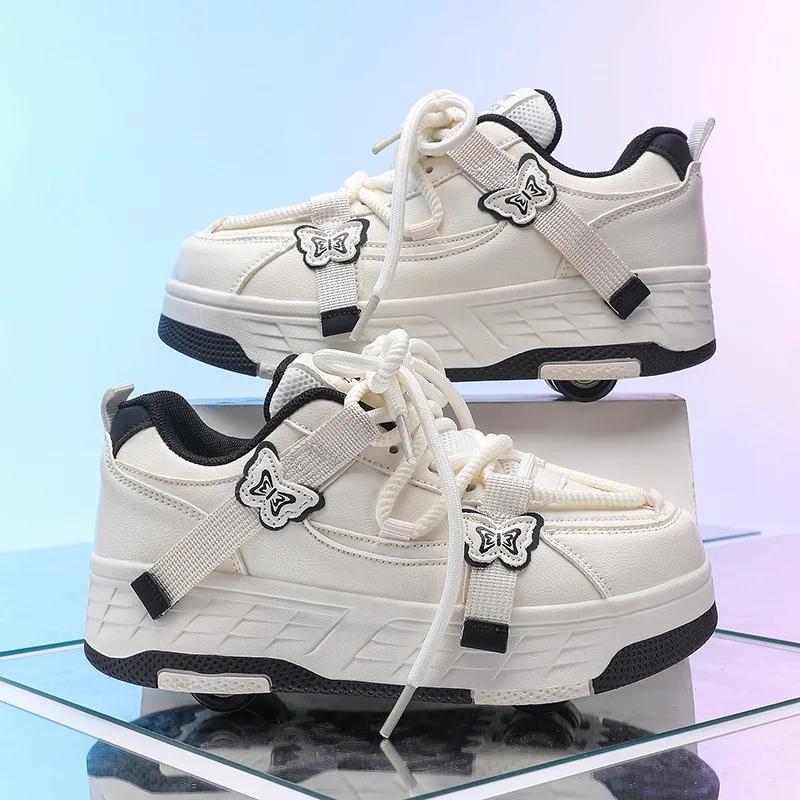 New Children's Four-wheel Roller Shoes Girls and Boys Invisible Wheels Flying Shoe Boys' Roller Skates Student Shoes