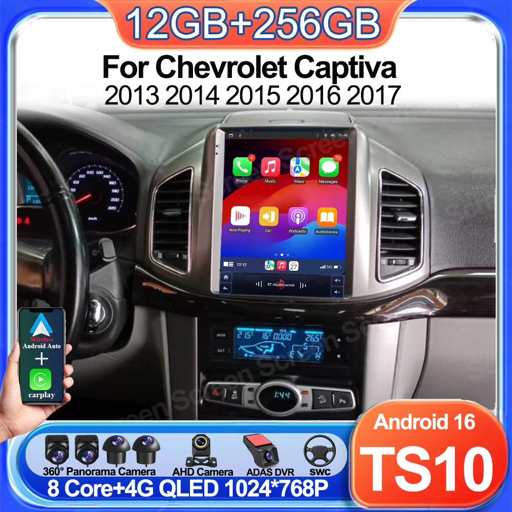 Radio para Auto de 9.7 Pulgadas para Chevrolet Captiva 2012 2013 2014 2015 2016 2017, Reproductor Multimedia Android 16, Reproductor de Video, GPS, Navegación, Carplay, 5G