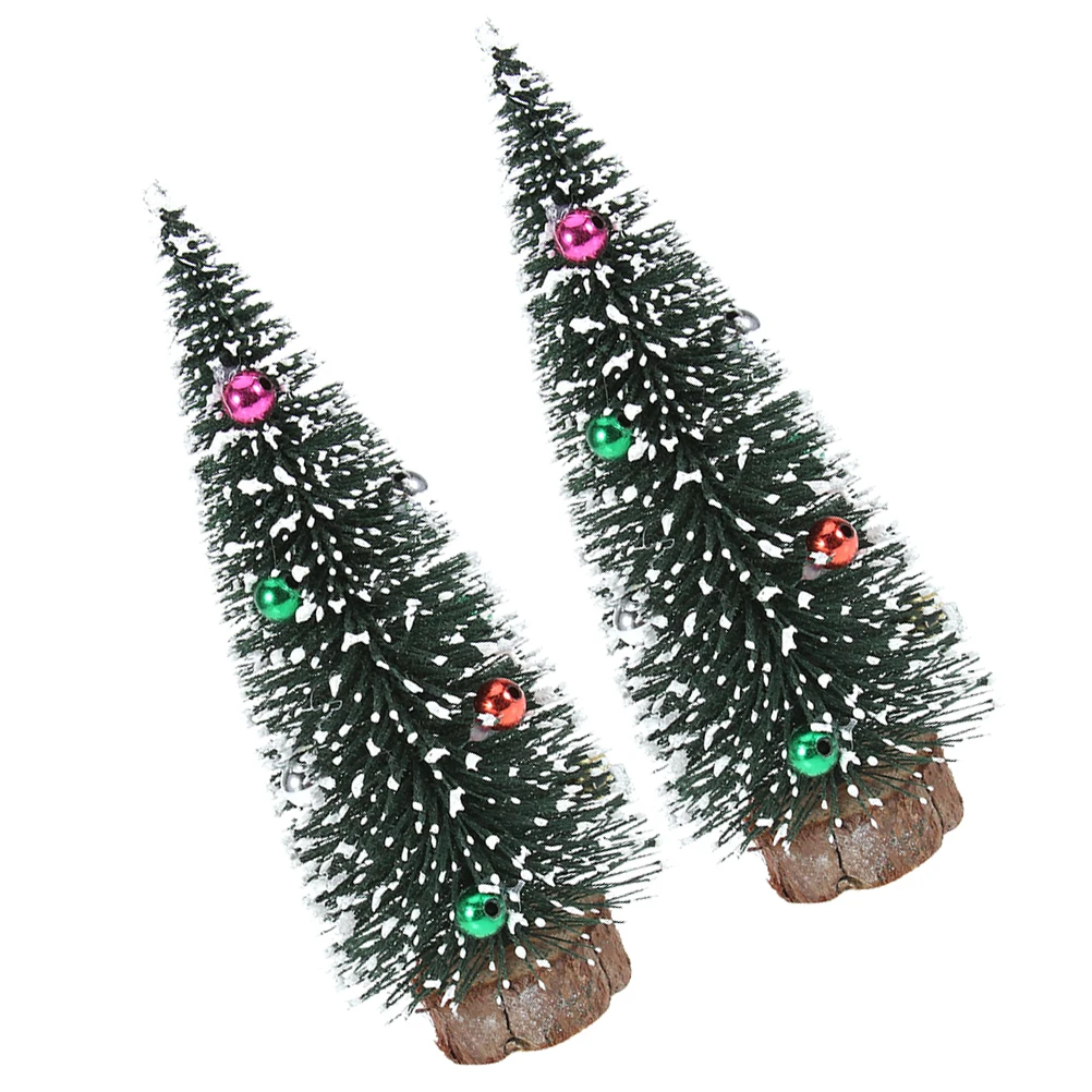 

2pcs Mini Mini PCS Flocked Pine Trees Decor Desktop Tree Ornaments Christmas Ornament Holiday Gift Christmas Tree Model