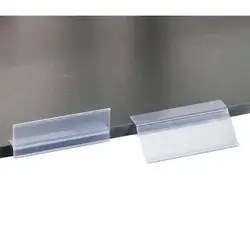 30Pcs Clear Plastic Label Holders Clip On Seamlessly Wooden Glass Baskets Ticket Channel Gondola Shelves Price Talker