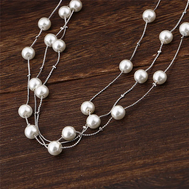 Fashion Multilayer Pearl Necklace Earrings Bracelet Jewelry Set Wedding Bridal