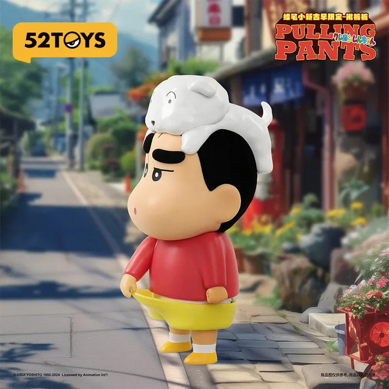 52TOYS Crayon Shin-chan Long Ago Limited Style PULLING PANTS Anime Action Figure Guess Bag Ornament Figurines Home Decor Desktop