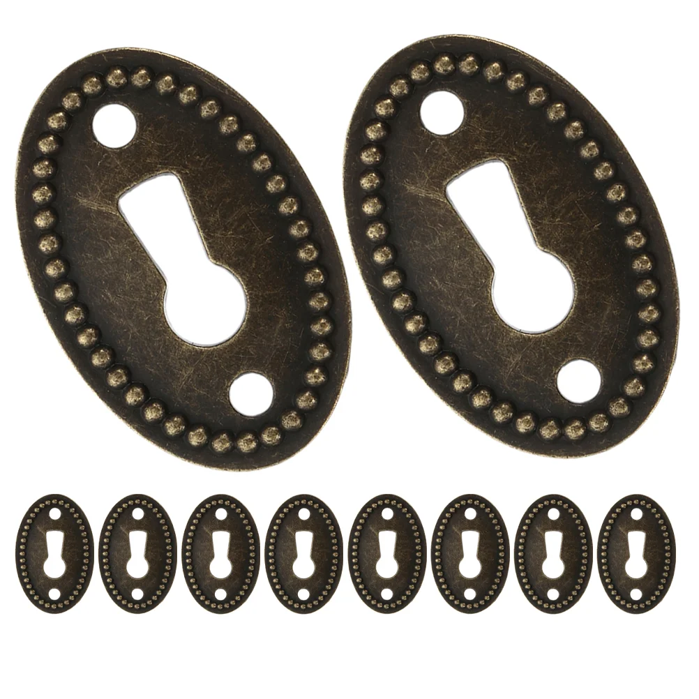 10 Pcs Key Drawer Keyhole Cover Plate Dresser Decor Cabinet Protector Zinc Alloy Door Escutcheons Decorating