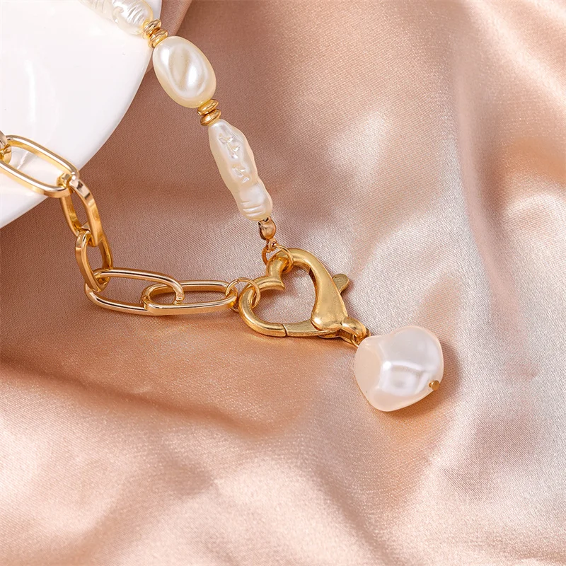 Aihua Barocke Imitationsperlen-Anhänger-Halskette für Damen und Herren, Hip-Hop-Stil, vergoldete Halskette, für Mädchen, Party, Festival, Schmuck, Geschenk – Detail 4