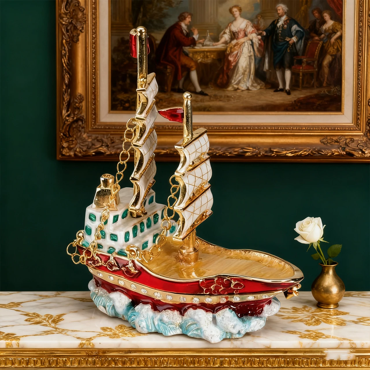 

Паста, парусник, ювелирный ящик, шкатулка с драгоценными камнями, винтажный домашний декор на Рождество, Ханука, День благодарения, шкатулка для драгоценностей ко Дню матери, драгоценность