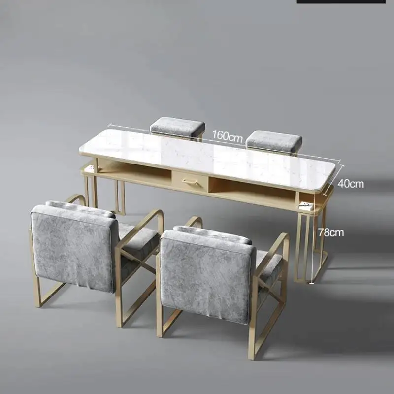 Luxury Marble Nail Table Makeup Professional Modern Vacuum Cleaning Nail Table White Office Nageltis Salon Furniture MR50NT