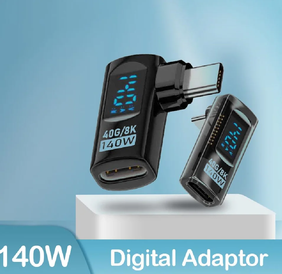 

USB4.0 USB C Adapter PD140W Right Angle U Shape Type C to Type C Fast Charging Data Transfer Converter 8K 60Hz 40Gbps Connector