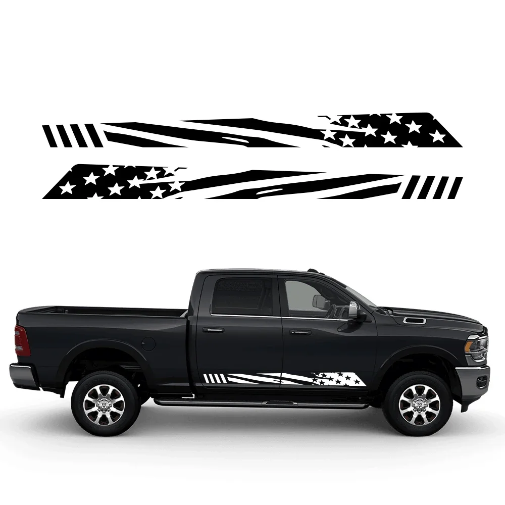 

2 шт., наклейки в полоску со звездами на боковую дверь для Ford F150 Ranger Toyota Hilux Tacoma Dodge RAM Dmax, автомобильные наклейки, автоаксессуары