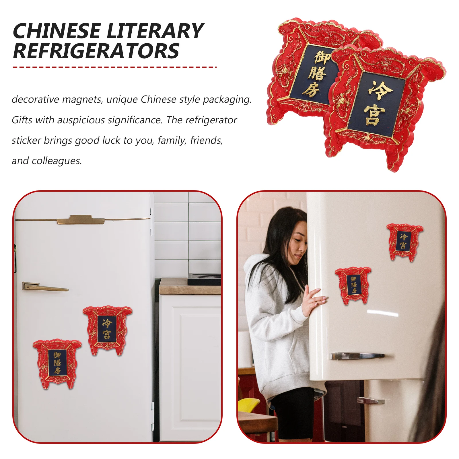 

2 Pcs Fridge Magnet Blackboard Magnets Refrigerator Chinese Themed Locker Cartoon