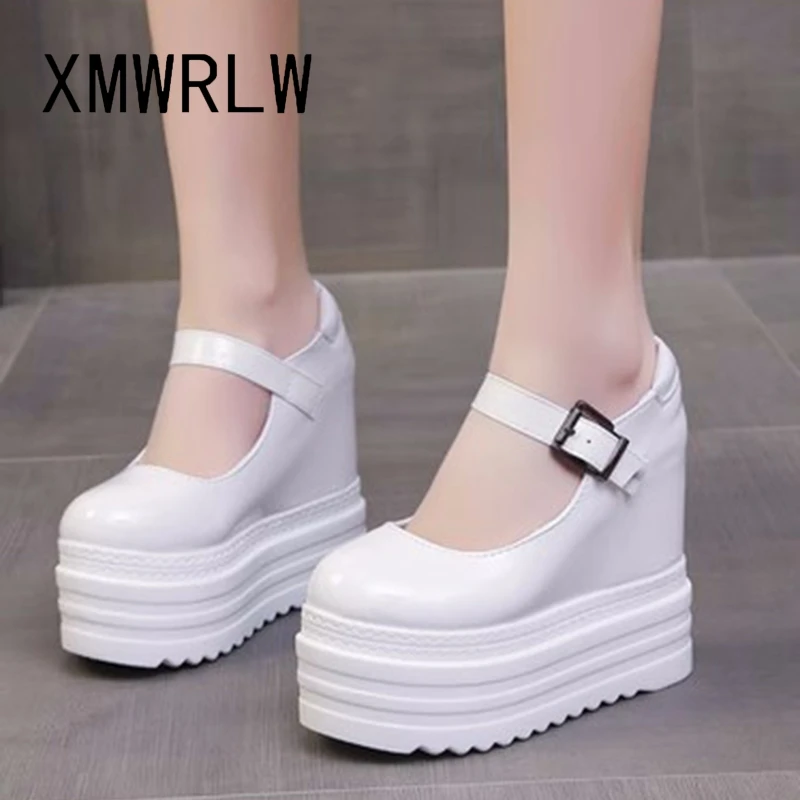 XMWRLW Women's Platform Sandals Summer Leather Fashion High Heels Female Sandals Non-Slip Platform Shoes For Women Summer Sandal