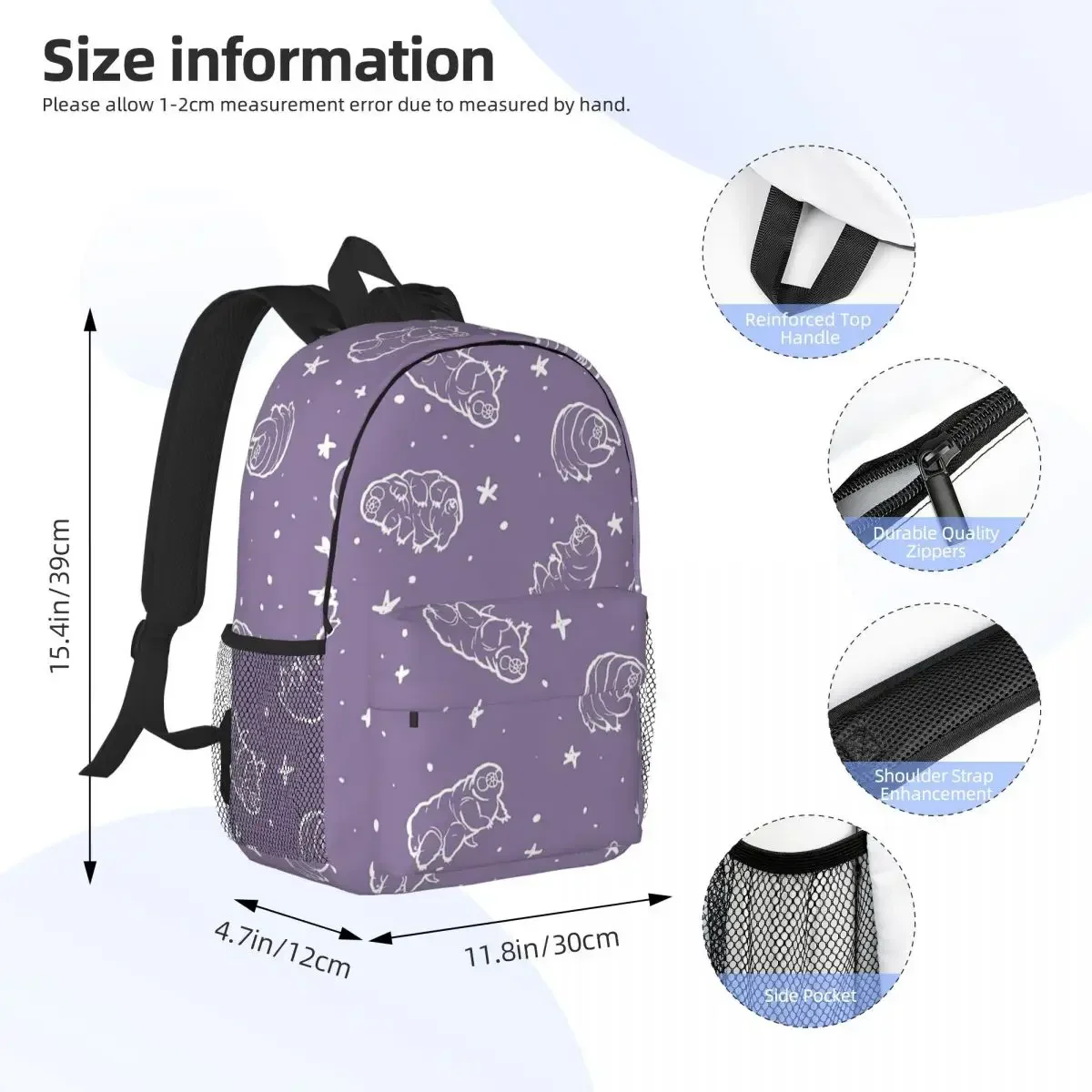 Tardigrades In Space Backpacks Teenager Bookbag Fashion Students School Bags Travel Rucksack Shoulder Bag Large Capacity