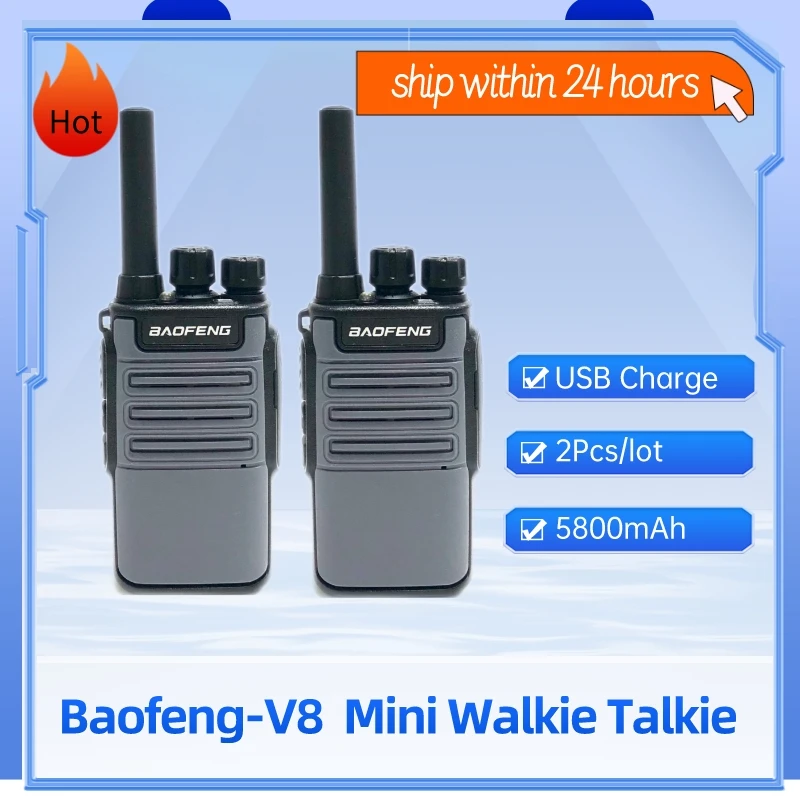 2Pcs/Lot BaoFeng BF-V8 Profesional Walkie Talkie Mini Ham Radio Dual Band Two Way Radio Set Handheld Portable Receiver USB Charg