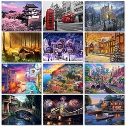 GATYZTORY Diy Oil Painting By Numbers Landscape By Numbers Acrylic Paint Modern Wall Art Pictures Hand Painted Canvas For Home D
