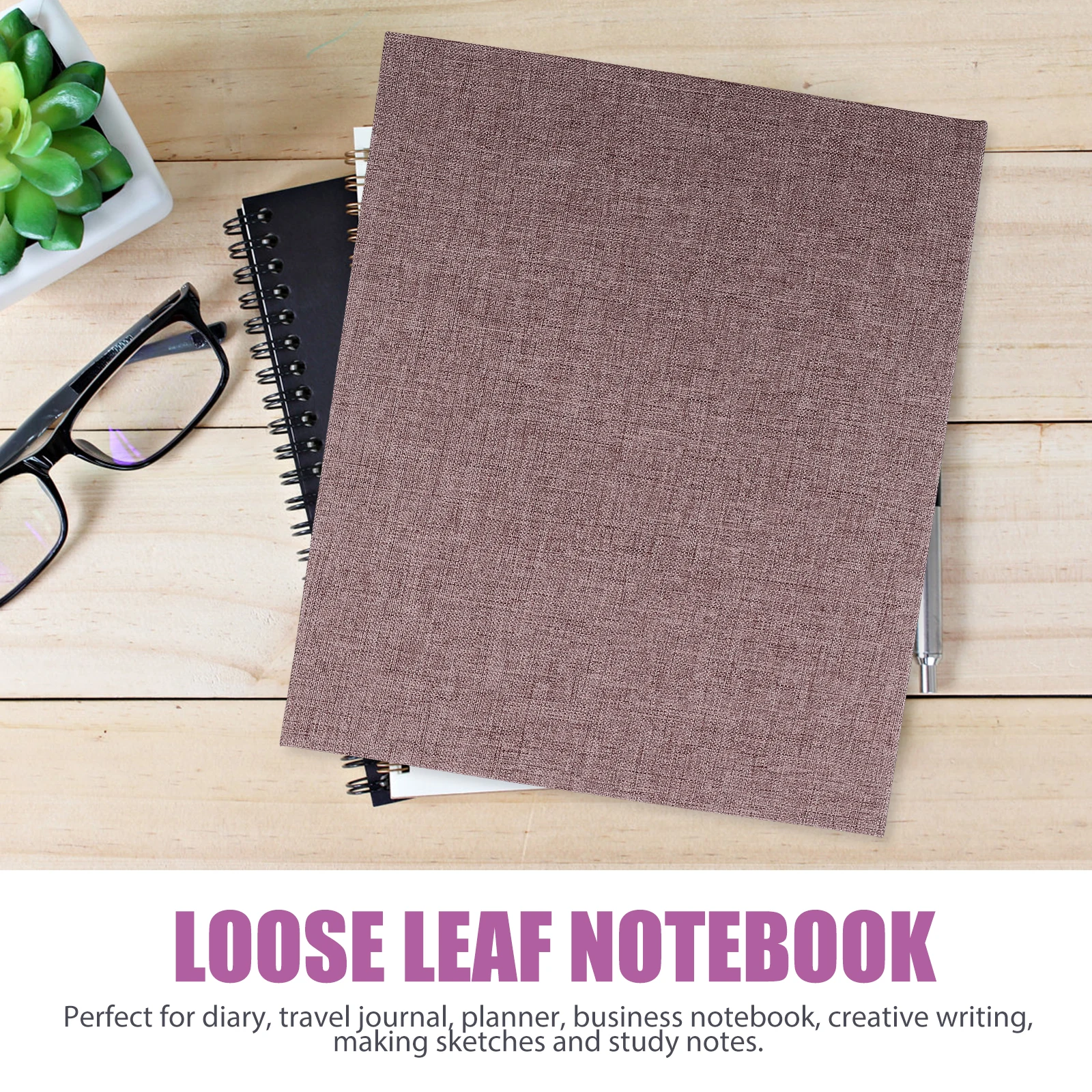 

Loose-leaf Notebook Cover A5 3 Ring Deep Grey Metal Case for Diary Travel Journal Planner Study Notes Mini Binder Dividers Thin