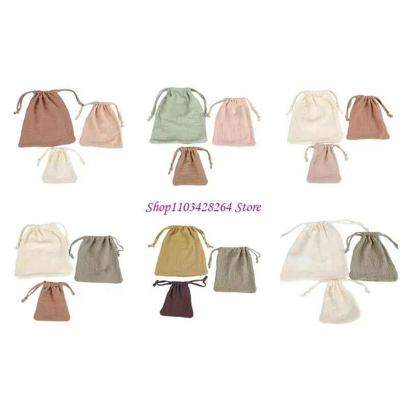 Cotton Storage Pouches Elastic Cord Secure Top Organization for Kids Essential