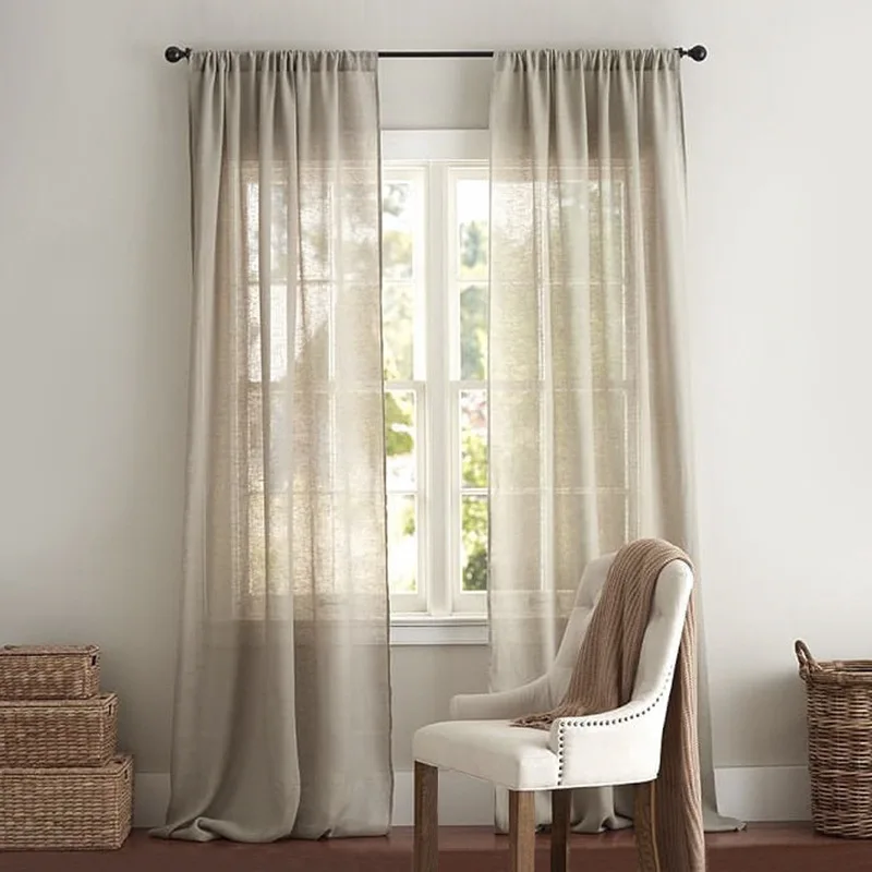 

100% Linen Curtain Rustic Boho Natural Linen Curtain for Bedroom Living Room Farmhouse Light Curtain Filtering Door Shades