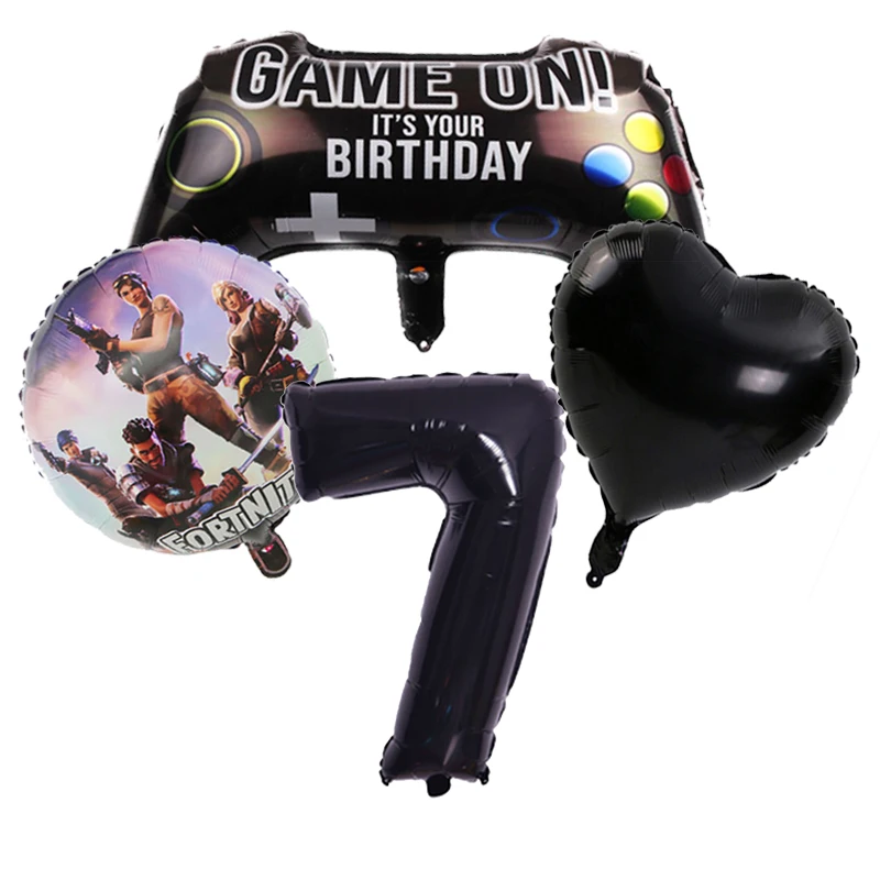 مجموعة بالونات أرقام لتزيين حفلات أعياد الميلاد للأطفال من Fortnite، لعبة قلعة ليلية للأولاد، بالونات على شكل دائري، ديكور منزلي #4