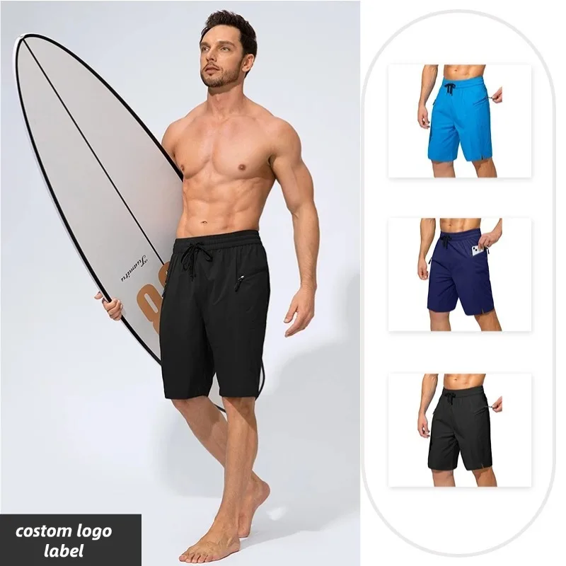 

Summer Mens Beach Shorts Quick Drying Pocket Drawstring Loose Outdoor Casual Fitness Five Point Shorts