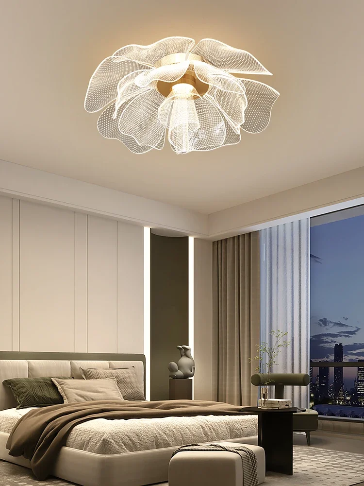 Flower LED Ceiling Lamp Gold for Bedroom Living Room Creative Ceiling Chandelier Foyer Aisle Balcony Home Decor Lighting Fixture