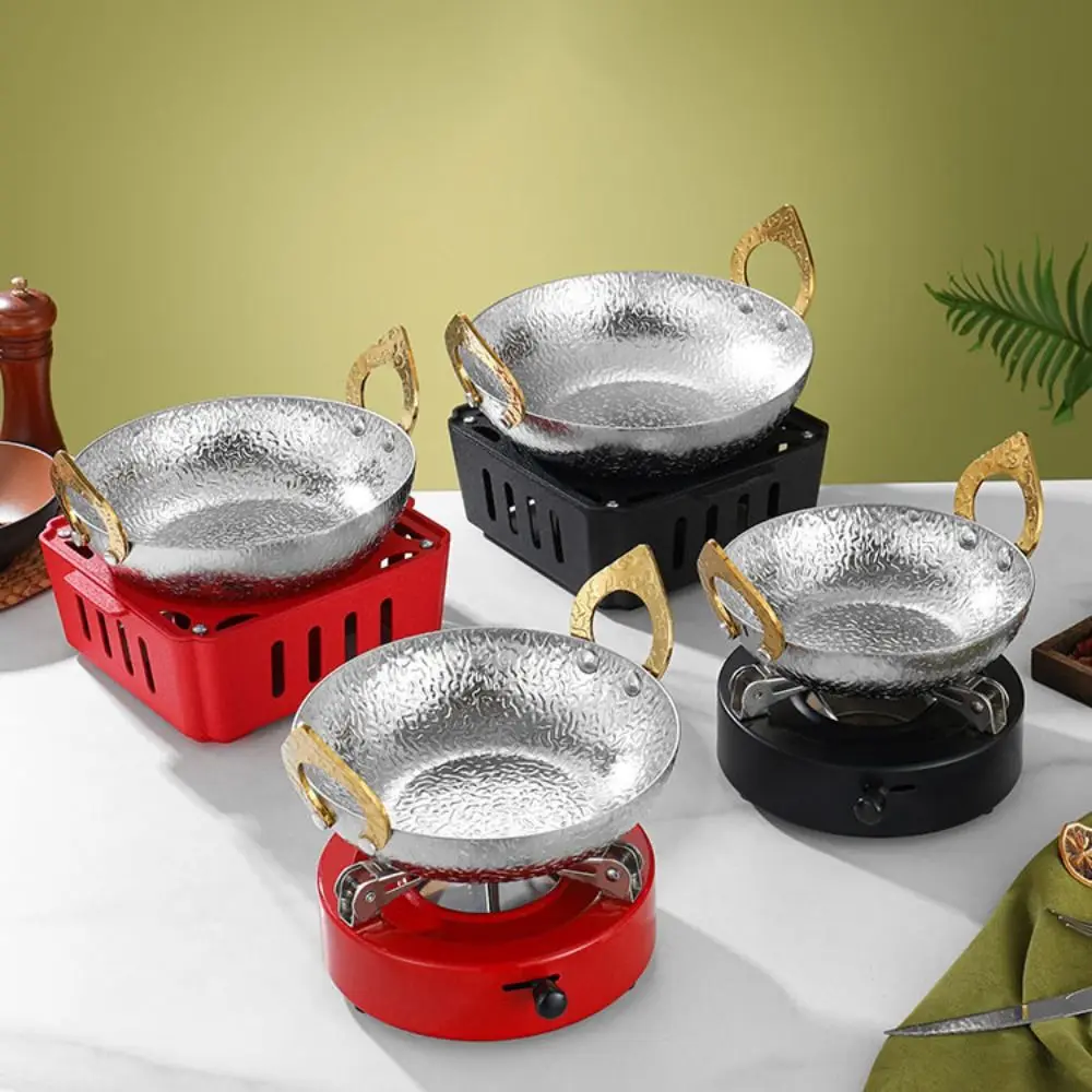 Olla caliente tailandesa de acero inoxidable 304 para el hogar, olla para Fideos Binaural de diseño poco profundo con estufa, olla para Ramen coreana Tom Yum Goong