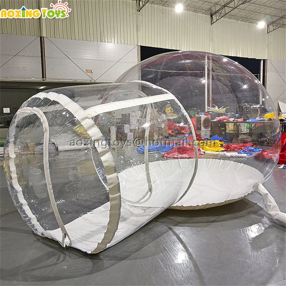 

Outdoor Camping Transparent Inflatable Bubble Tent Igloo Dome House With Single Tunnel For Garden Yard Hotel With Air Blower