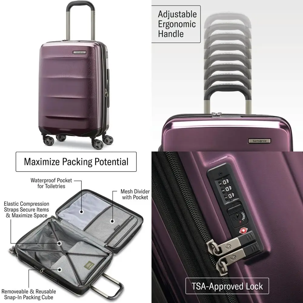 

Легкий ударопрочный 20-дюймовый чемодан для ручной клади с возможностью 360° ° Спиннерные колеса и регулируемые функции для удобства путешествий