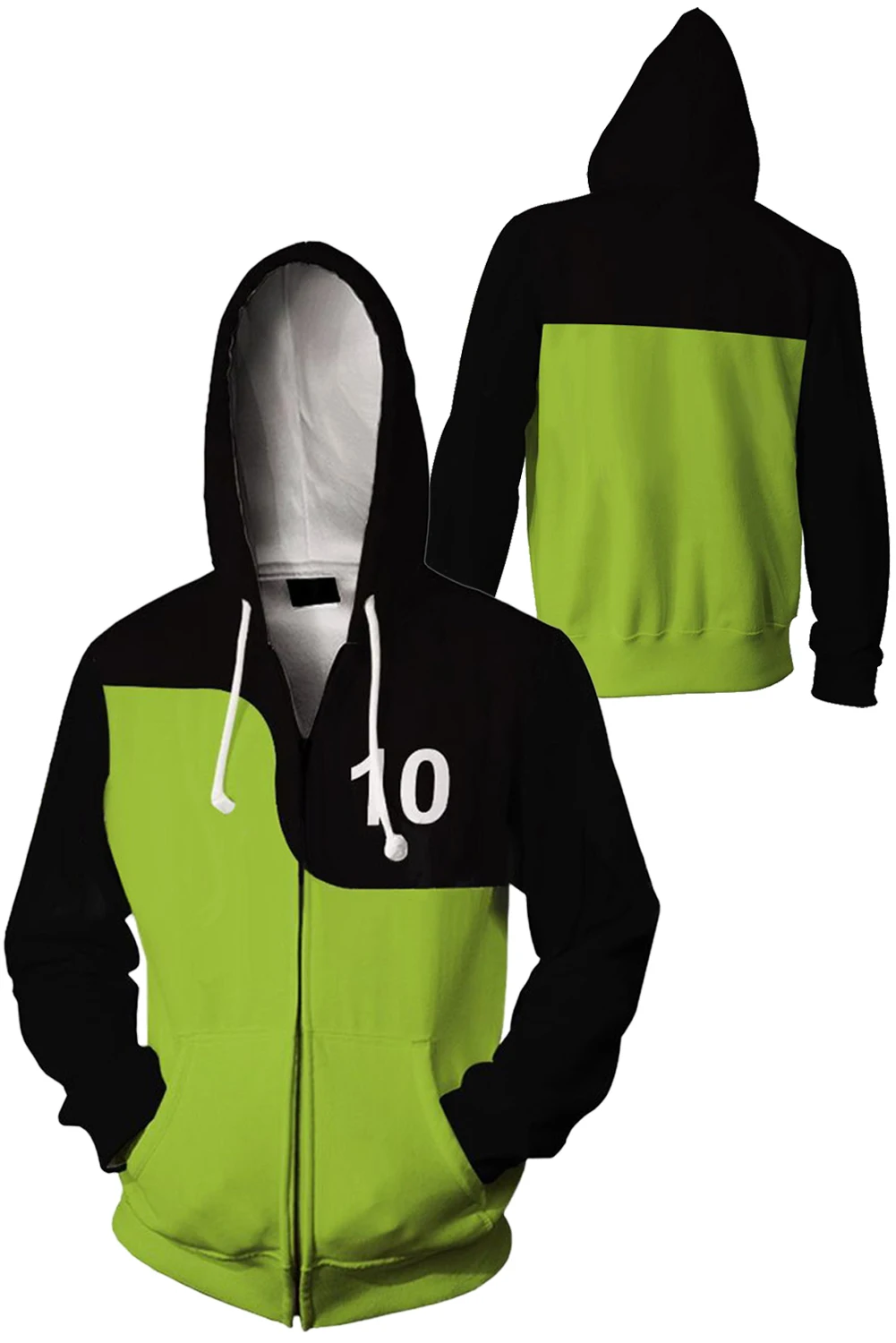 Ben Tennyson Cosplay Fantasia Zip Up Hooded Sweatshirt Cartoon Ben10 Disguise Adult Men Fantasy Halloween Carnival Party Clothes