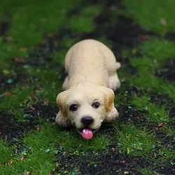 Kawaii Resin Puppy Figurines Mini Cartoon Crouching Dog Miniatures Children DIY Micro-landscape Decorations