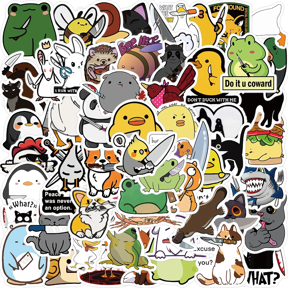 10/30/60pcs Knife animals Stickers Decals Cartoon Graffiti DIY  Notebook Luggage Wall Decoration PVC Sticker