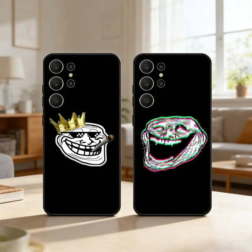 

Emoticons T-Trollface Phone Case For Samsung S26,S25,24,23,22,30,21,10,9,Ultra,Plus,Lite,FE Soft Black Case