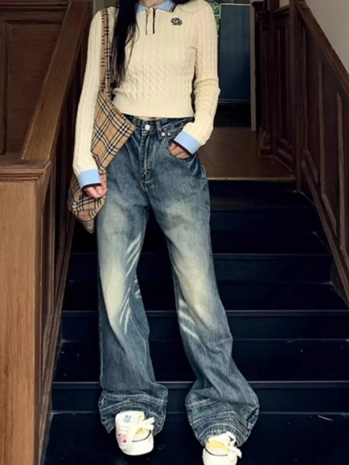 

High Waist Wide Leg Jeans Women's Sle Flare Denim Pants Retro Loose Fit Long Trousers Autumn Collection