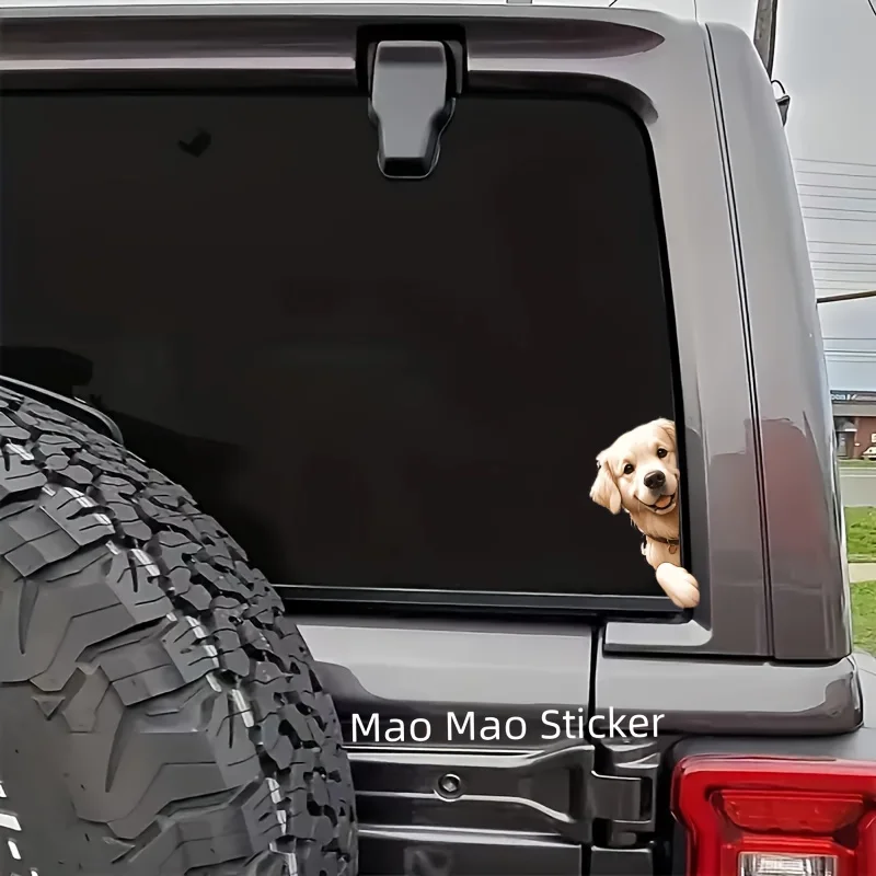 

1 шт./2 шт. милых виниловых наклеек с изображением золотистого ретривера, матовая отделка, легко наносятся, идеально подходят для ноутбука, автомобиля и окон.