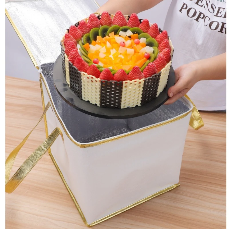

White Cake Insulation Bag Special Aluminum Foil Non-woven Fabric Pearl Cotton Fresh-keeping Cold Storage Bag for Takeout