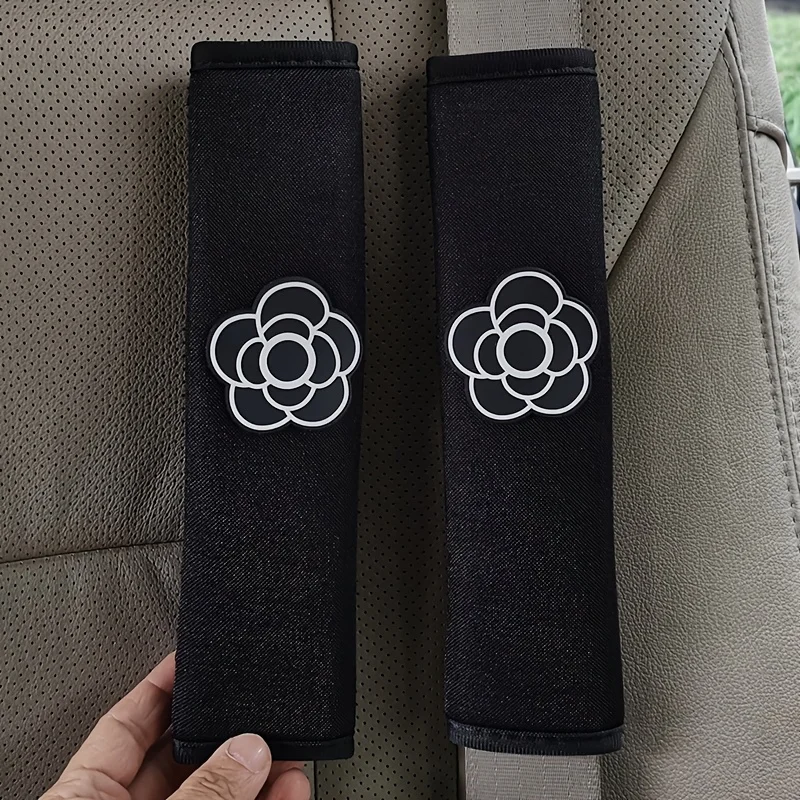 2pcs Flower Shoulder Pad Car Seat Belt Small Interior Decoration Protection Cartoon Creative Insurance Cover Car Accessories