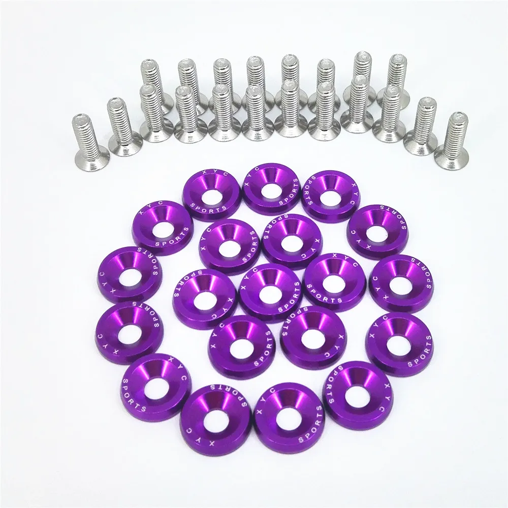 

20 X фиолетовая заготовка XYC, алюминиевая заготовка для крыла/бампера, шайба/болт, комплект для установки двигателя