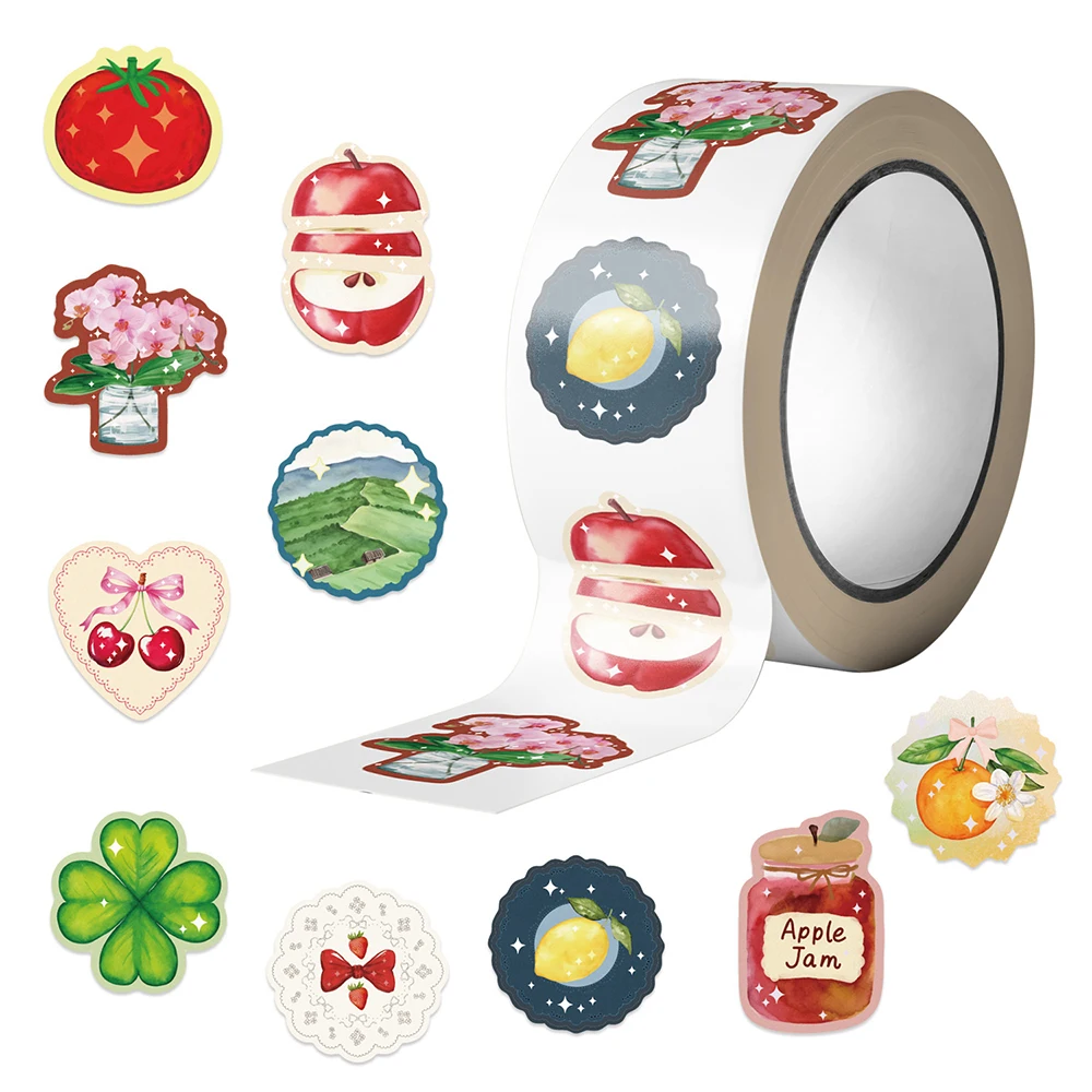 

500pcs/roll Cartoon Fruit Flower Stickers Cute Creative Sealing Sticker for Kids Toy DIY Notebook Phone Luggage Graffiti Decals