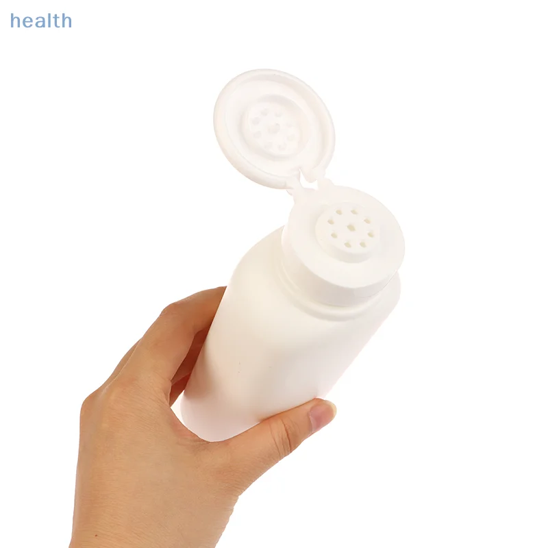 Bottiglia di talco da 150 g Dispenser di polvere cosmetica riutilizzabile Contenitore di polvere di plastica PE Bottiglie di vasi vuote