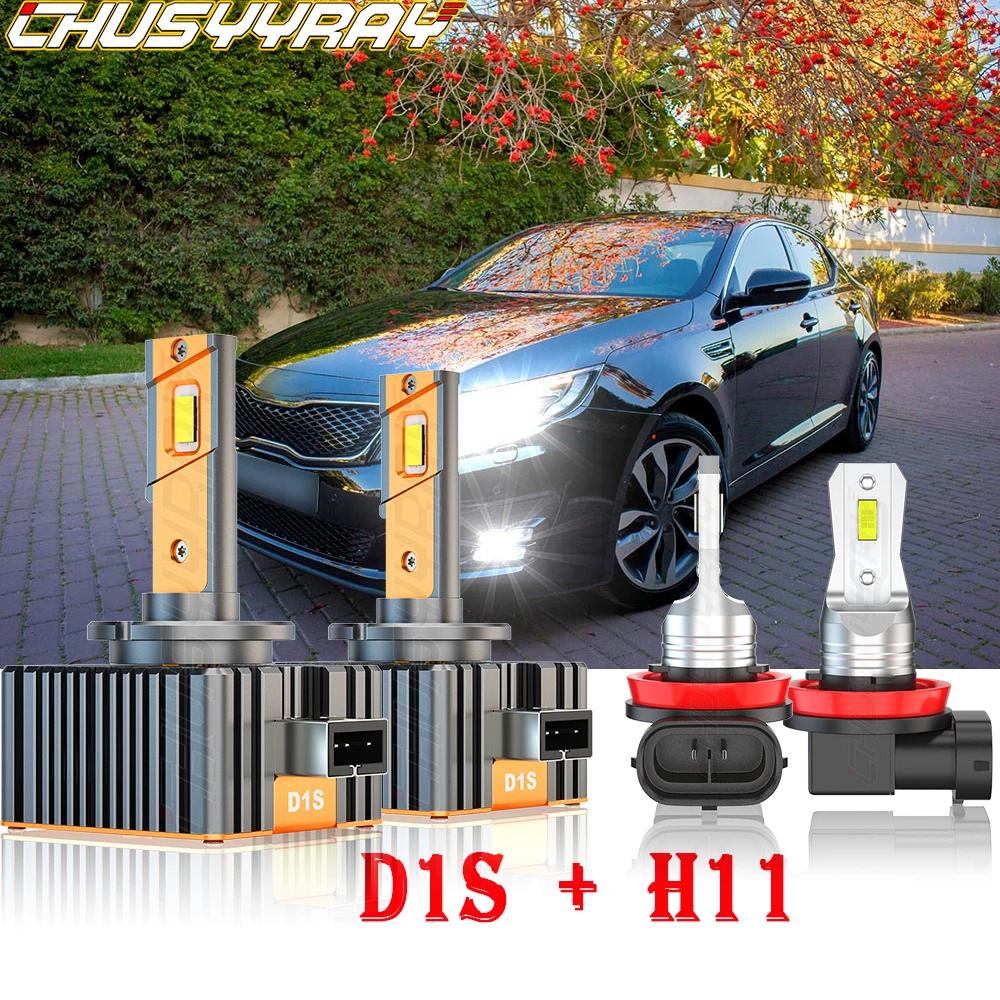 

CHUSYYRAY Compatible For Kia Optima 2011 2012 2013 D1S+H11 LED Headlight HID High/Low Beam Fog LED Light 4x Bulb Car accsesories