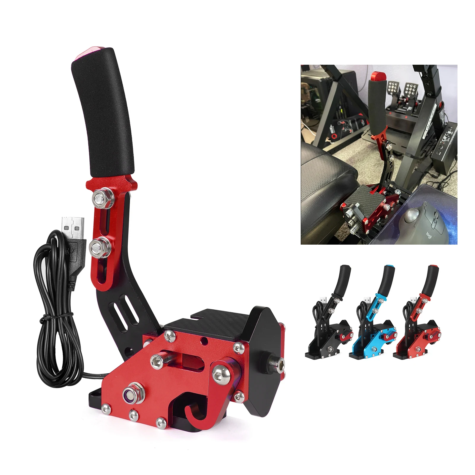PC 레이싱 게임용 USB 핸드 브레이크 SIM 전용, Fanatecosw 더트 랠리 핸드 브레이크 시스템, 레드 블랙 블루, G25/27/29 T300 T500