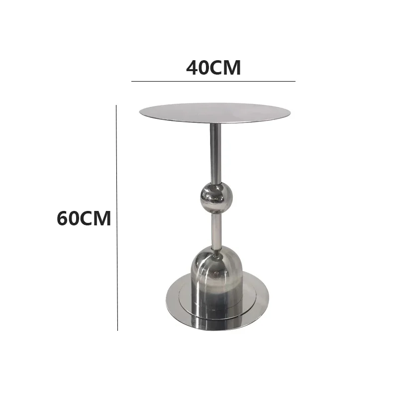 

Stainless steel round side table net red Korean style transparent glass table small apartment living room art small diameter