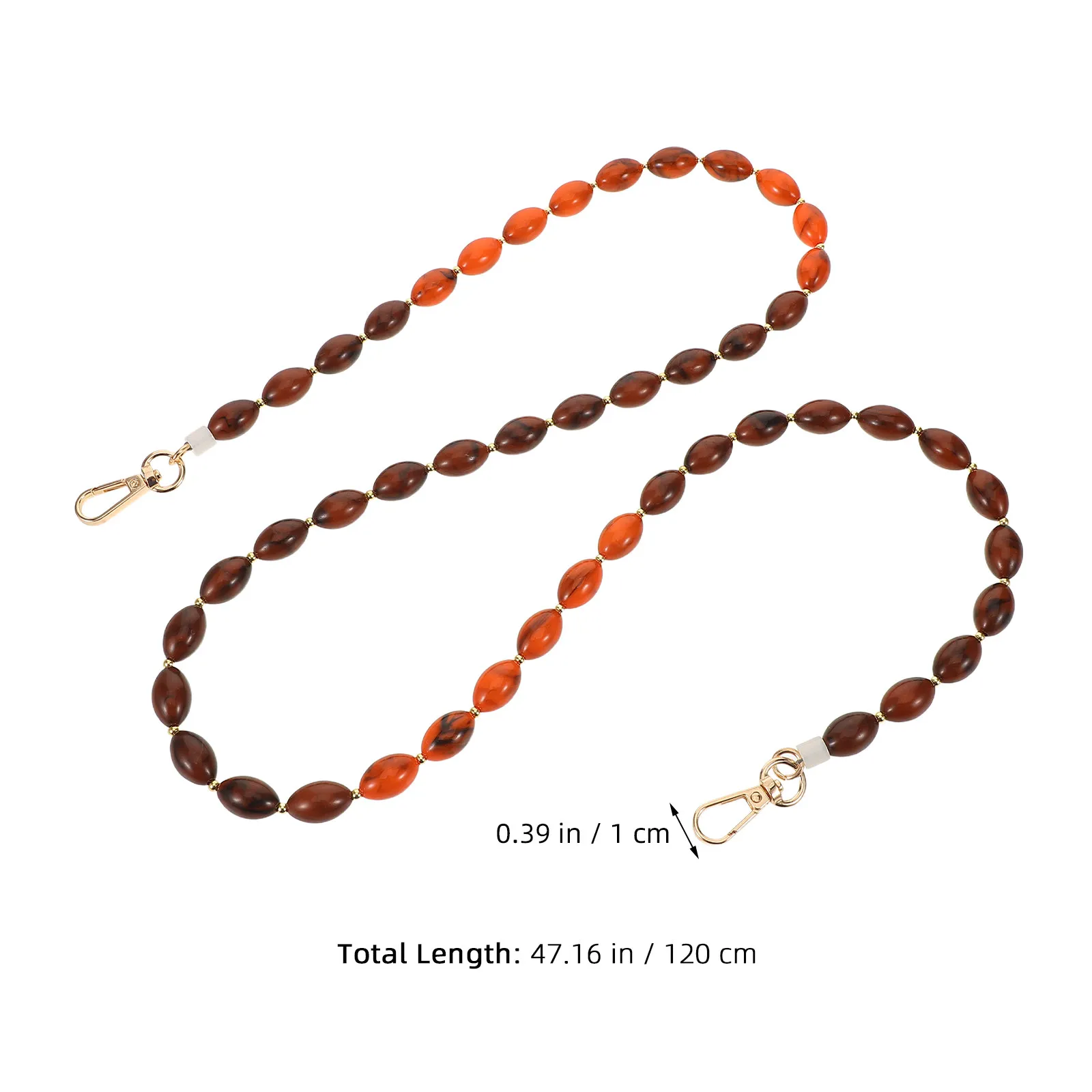 Beaded Chain Imitation Coffee Bean Decorative Bag Chain Purse Strap Extender Lobster Clasp Underarm Clutch Handbag Tote 120Cm
