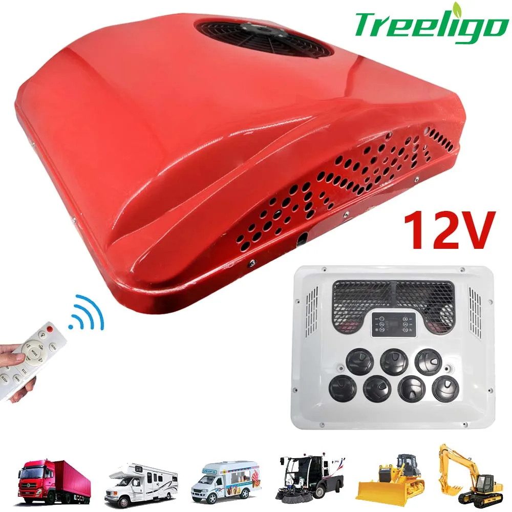 Treeligo Electric RV Roof Air Conditioner Heat and Cool 12V 24V RV Rooftop Parking ac for Truck Camper Van Caravans Motor home