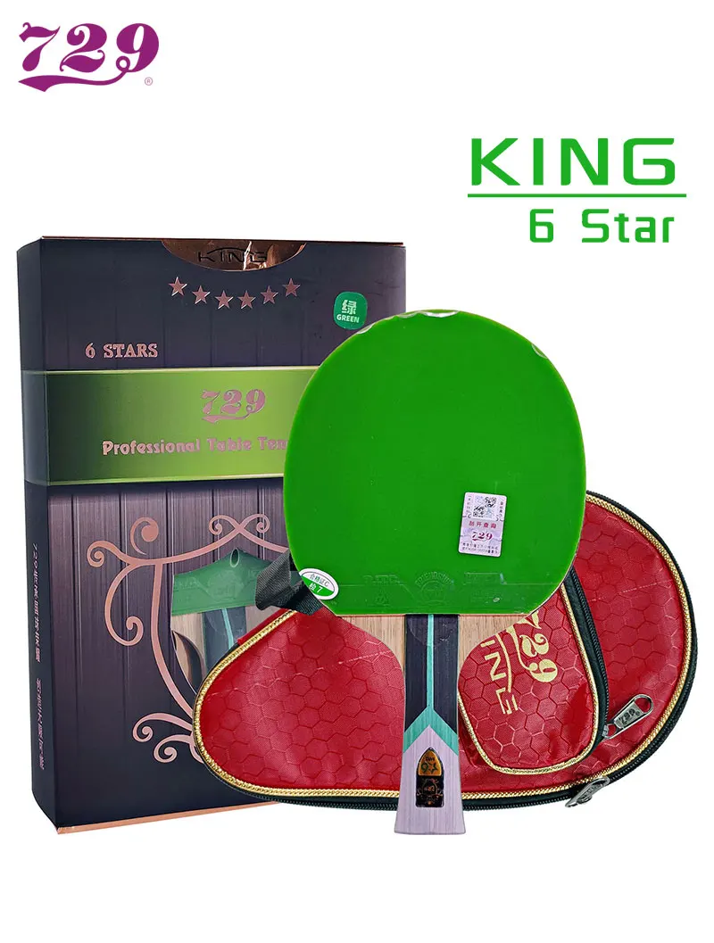 

Genuine 729 Friendship KING 6 Star Brand New Table Tennis Racket Green Rubber Sticky Ping Pong Racket 5 Wood Offensive Paddle